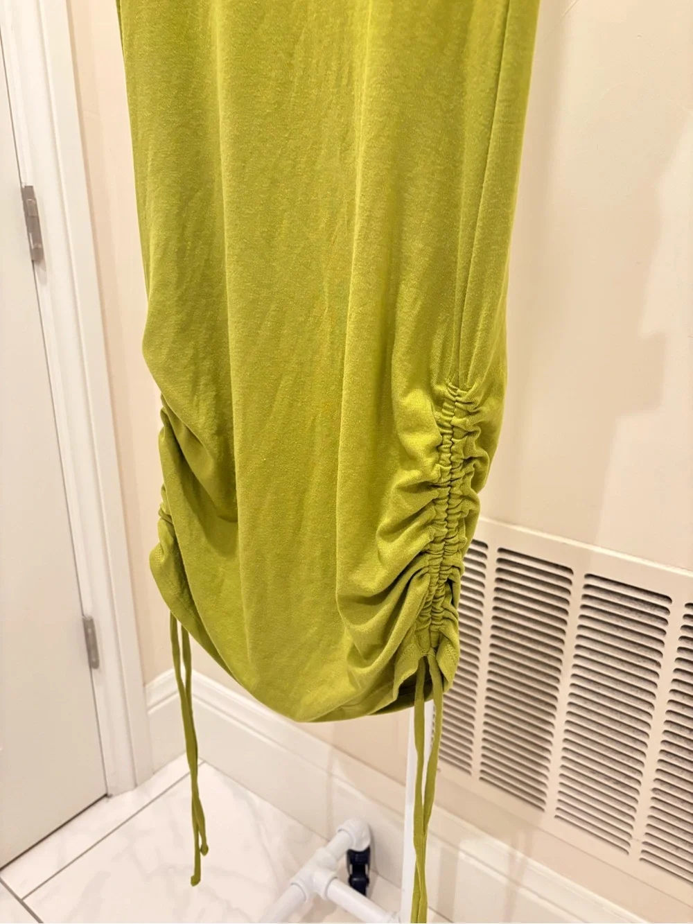 NWT Free People Good Feels Ruched Mini Dress in Green